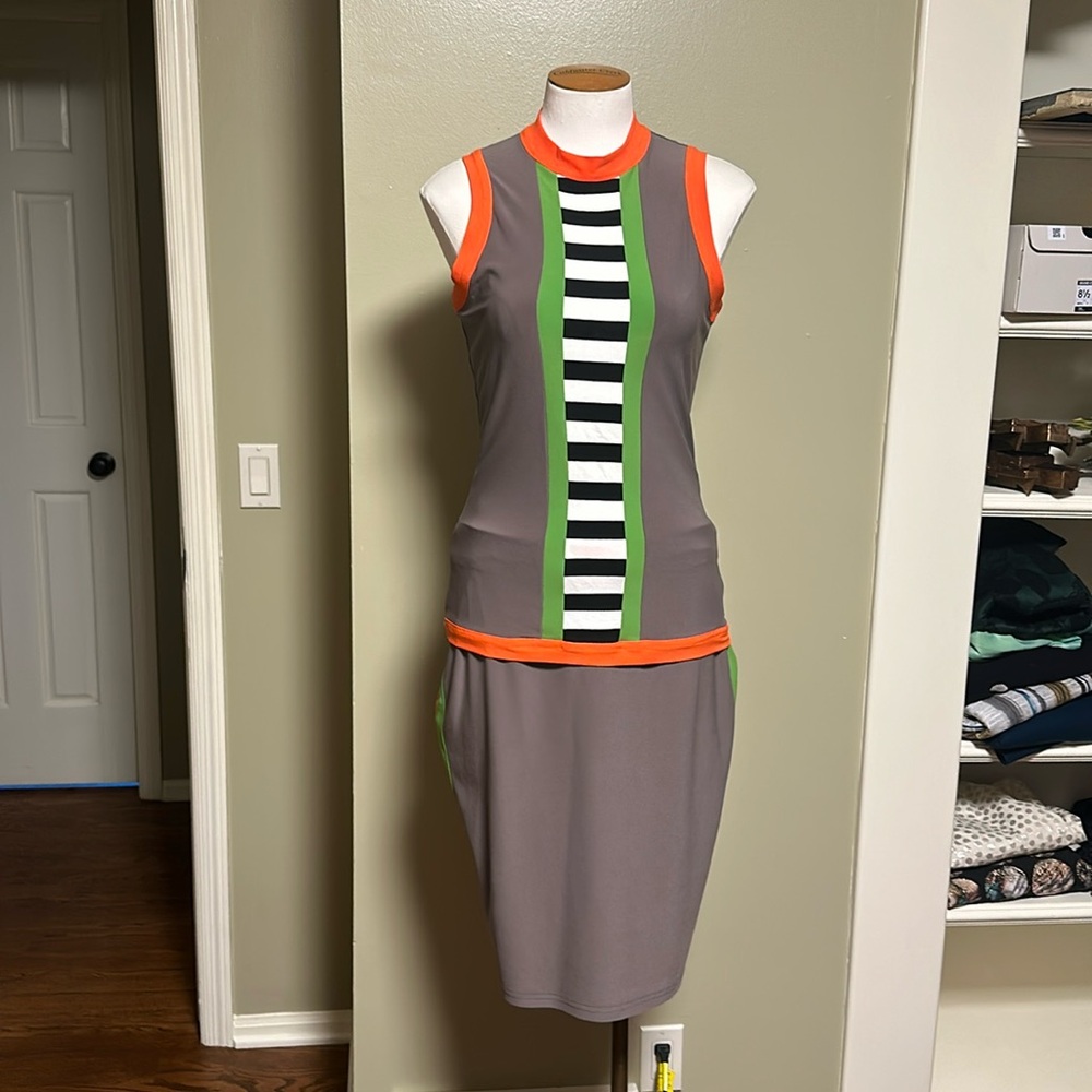NWT Joseph Ribkoff Sweden/Norway Set w/Tank Pencil Skirt Colorblock Stripe Sz 8